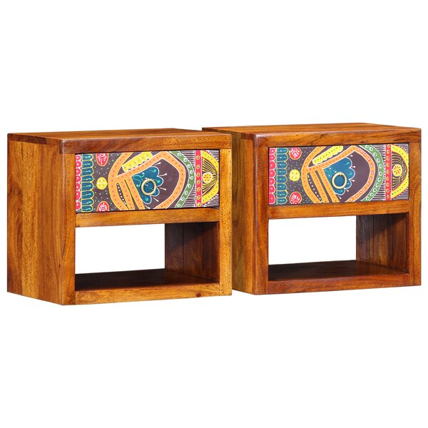 Tables de chevet vidaXL 2 pièces 40x35x35 cm en bois massif d'acacia