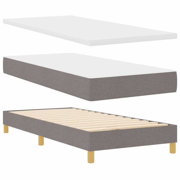 vidaXL Lit à ressorts avec matelas Taupe 90 x 200 cm tissu
