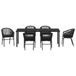 vidaXL Ensemble de salle à manger pour jardin 7 Pièces Noir Poly rotin