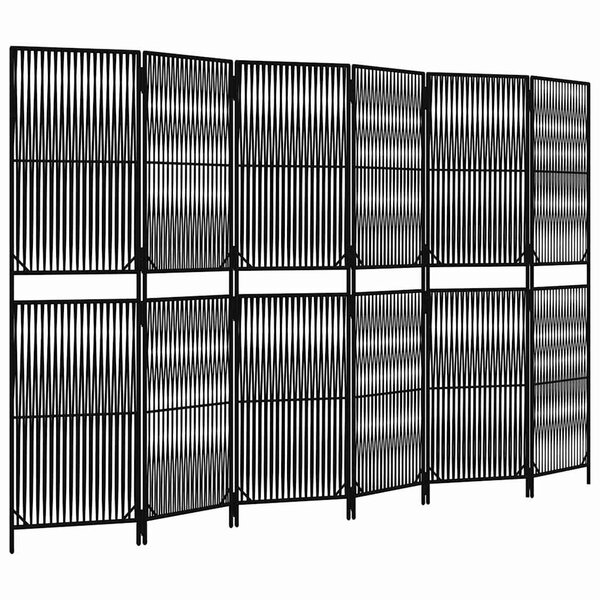 vidaXL Cloison de séparation 6 panneaux noir résine tressée