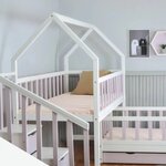 Lit cabane mi-haut pin violet