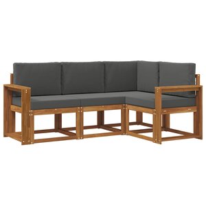 vidaXL Ensemble de canapés d'extérieur 4 pc Naturel et Anthracite