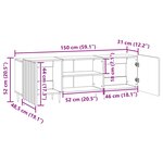vidaXL Meuble TV Gris béton 150 x 31 x 52 cm Bois d'ingénierie