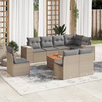 vidaXL Salon de jardin avec coussins 9 Pièces beige résine tressée