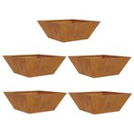 vidaXL 5 jardinières en acier corten  40x40x15 cm