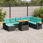 vidaXL Salon de jardin 10 Pièces avec coussins noir résine tressée acacia