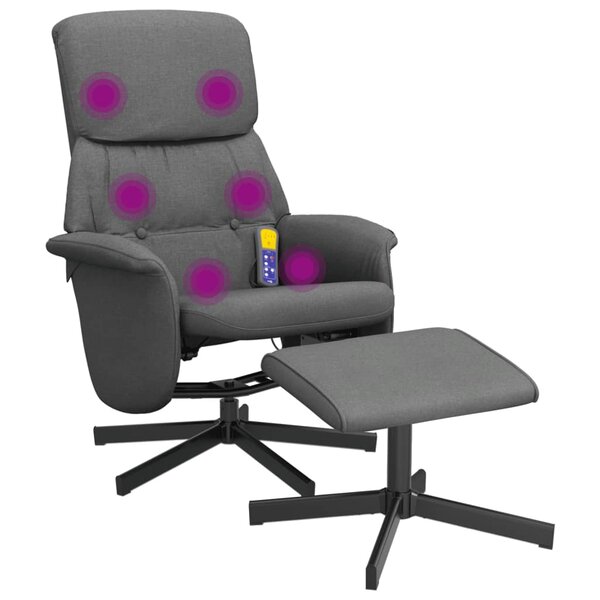 vidaXL Fauteuil de massage inclinable et repose-pieds gris foncé tissu