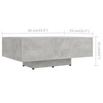 vidaXL Table basse Gris béton 85x55x31 cm Bois d'ingénierie