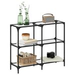 vidaXL Table console avec dessus en verre transparent 98x30x81cm acier