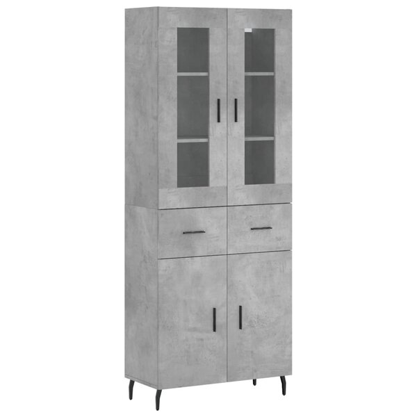 vidaXL Buffet haut Gris béton 69 5x34x180 cm Bois d'ingénierie