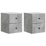 vidaXL Cabinet de chevet mural 2 pc Gris béton 34 5 x 33 x 40 cm