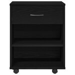 Meuble de rangement sur roulettes en chêne noir 46x36x59 cm en bois d'ingénierie