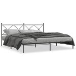 vidaXL Cadre de lit métal avec tête de lit noir 200x200 cm