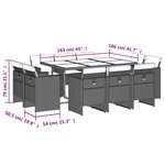 vidaXL Ensemble à manger de jardin et coussins 11 Pièces marron rotin