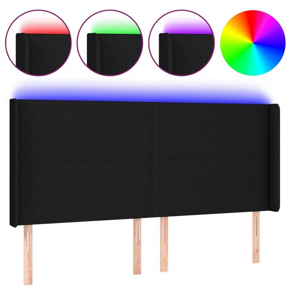 vidaXL Tête de lit à LED Noir 163x16x118/128 cm Tissu