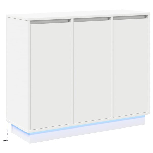 vidaXL Buffet LED Blanc 90 x 32 x 75 cm Bois d'ingénierie