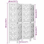 vidaXL Cloison de séparation 4 panneaux marron bois paulownia massif