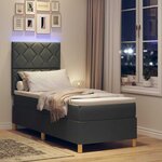 vidaXL Lit à ressort LED avec matelas Gris foncé 80 x 200 cm tissu