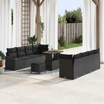 vidaXL Ensemble de canapé de jardin 11 Pièces Noir Poly rotin