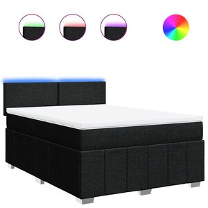 vidaXL Sommier à lattes de lit avec matelas Noir 140x200 cm Tissu
