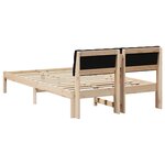 vidaXL Cadre de lit Marron et noir 120 x 190 cm Bois massif en pin