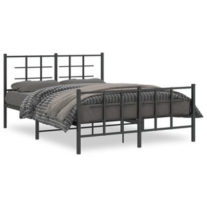 vidaXL Cadre de lit métal sans matelas avec pied de lit noir 135x190cm