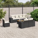 vidaXL Salon de jardin 9 Pièces avec coussins noir résine tressée