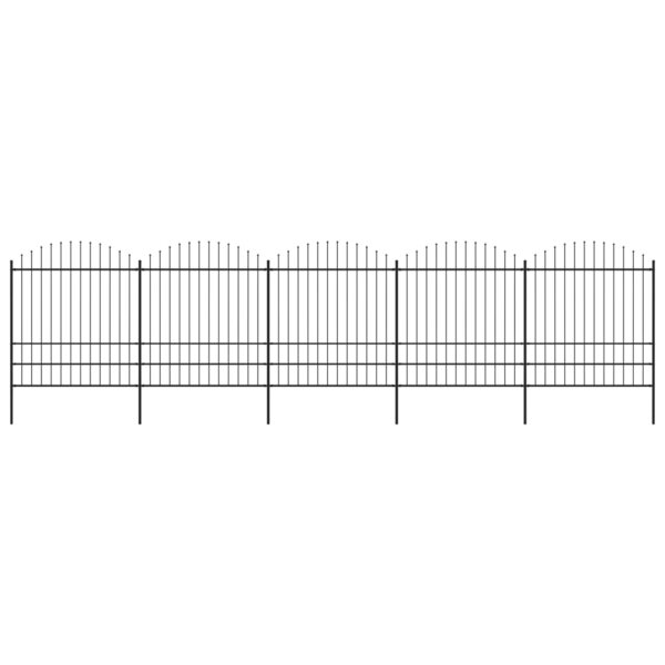 vidaXL Clôture de jardin à dessus en lance Acier (1 75-2)x8 5 m Noir