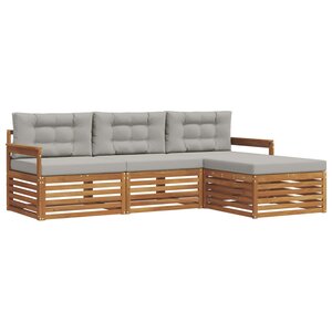 vidaXL Ensemble de canapés d'extérieur 4 pc Gris Naturel et Clair