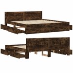 vidaXL Cadre de lit avec tête de lit sans matelas chêne fumé 180x200cm
