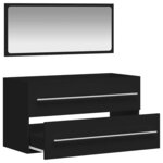 vidaXL Armoire de salle de bain avec miroir noir bois d'ingénierie