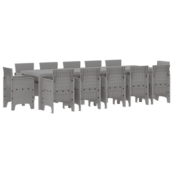 Ensemble de salle à manger de jardin 13 pièces vidaXL - Coussins gris clair