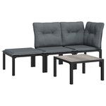 vidaXL Salon de jardin 4 Pièces noir et gris résine tressée