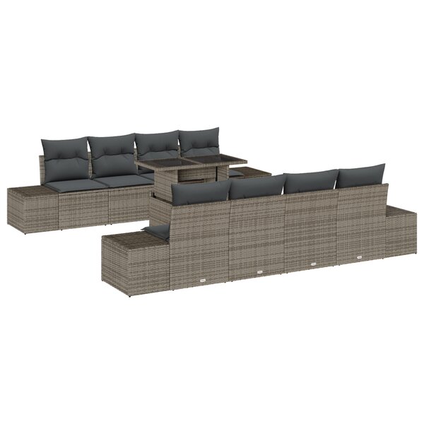 vidaXL Ensemble de canapé de jardin 7 pièces avec coussins gris en polyrotin