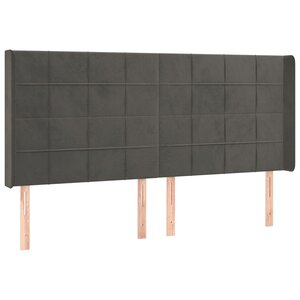vidaXL Tête de lit avec oreilles Gris foncé 203x16x118/128 cm Velours