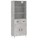 vidaXL Buffet haut Gris béton 69 5x34x180 cm Bois d'ingénierie