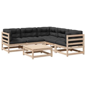 vidaXL Salon de jardin 6 Pièces avec coussins bois de pin massif