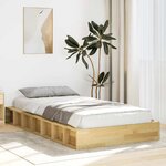 vidaXL Cadre de lit sans matelas 75x190 cm bois massif de chêne