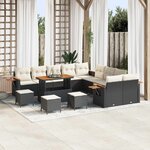vidaXL Ensemble de canapé de jardin 14 Pièces Noir polyrotin