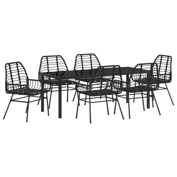 vidaXL Ensemble de salle à manger de jardin 7 pièces Rattan PE Noir