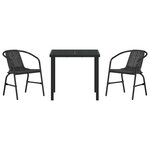 vidaXL Set de jardin 3 pièces Rattan plastique noir