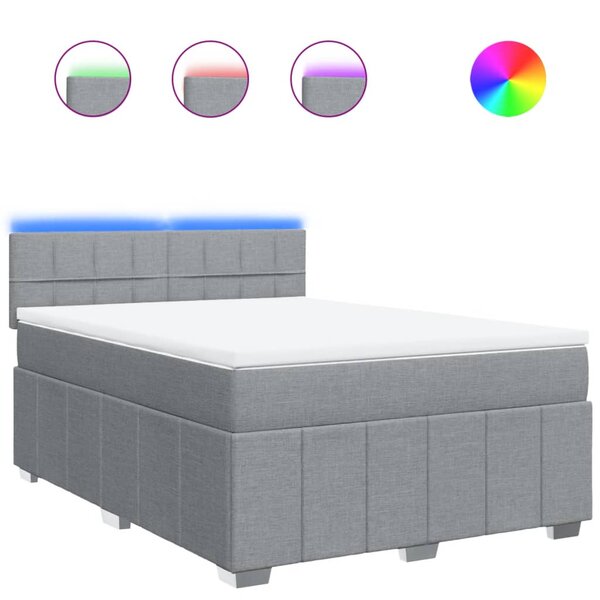 vidaXL Sommier à lattes de lit avec matelas Gris clair 160x200cm Tissu