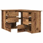 vidaXL Bureau d'angle vieux bois 145x100x76 cm bois d'ingénierie