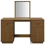 vidaXL Ensemble de coiffeuse et miroir Marron miel Bois de pin solide