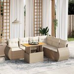 vidaXL Salon de jardin avec coussins 7 Pièces beige résine tressée