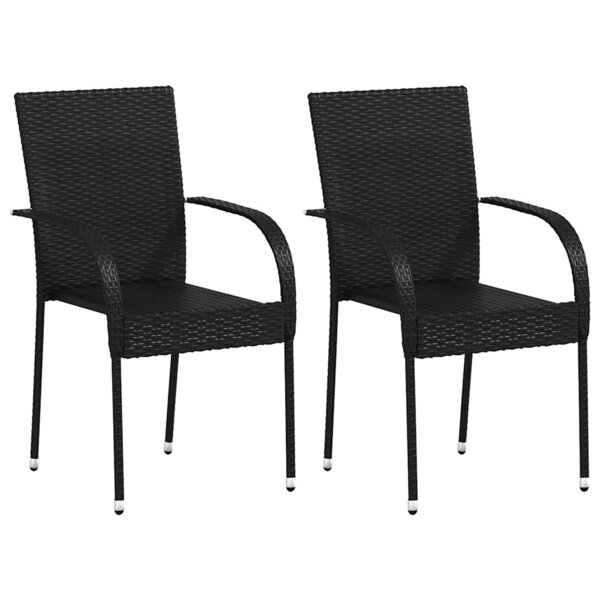 vidaXL Chaises empilables d'extérieur lot de 2 Résine tressée Noir