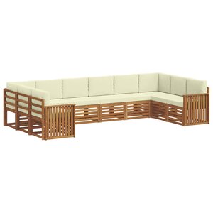 vidaXL Ensemble de canapés d'extérieur 10 pc Naturel et Crème