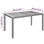 vidaXL Table de jardin dessus en bois Noir 150x90x75 cm Résine tressée