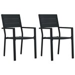 vidaXL Chaises de jardin lot de 2 Noir PEHD Aspect de bois
