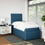 vidaXL Sommier à lattes de lit avec matelas bleu 90x190 cm velours